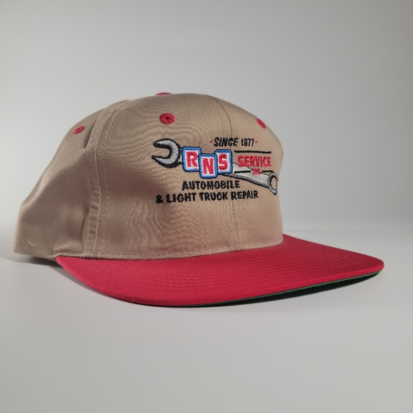 Vintage RNS Baseball Hat Cap Tan Mechanic Themed Great Condition - Picture 6 of 10